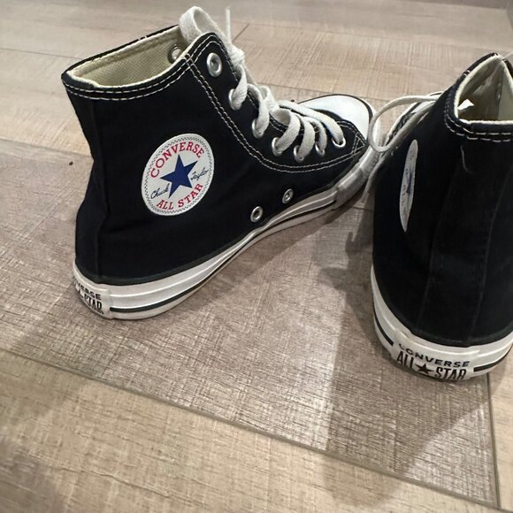 CONVERSE YOUTH SIZE 2 BLACK HIGH TOP SNEAKERS SHOES - Picture 5 of 9